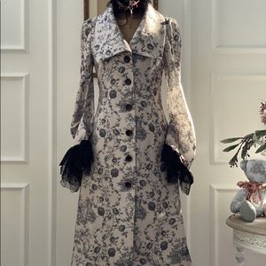 Vintage st Toile rose pattern Trench/dress xs(0-2)